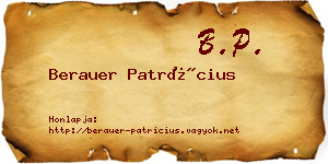 Berauer Patrícius névjegykártya